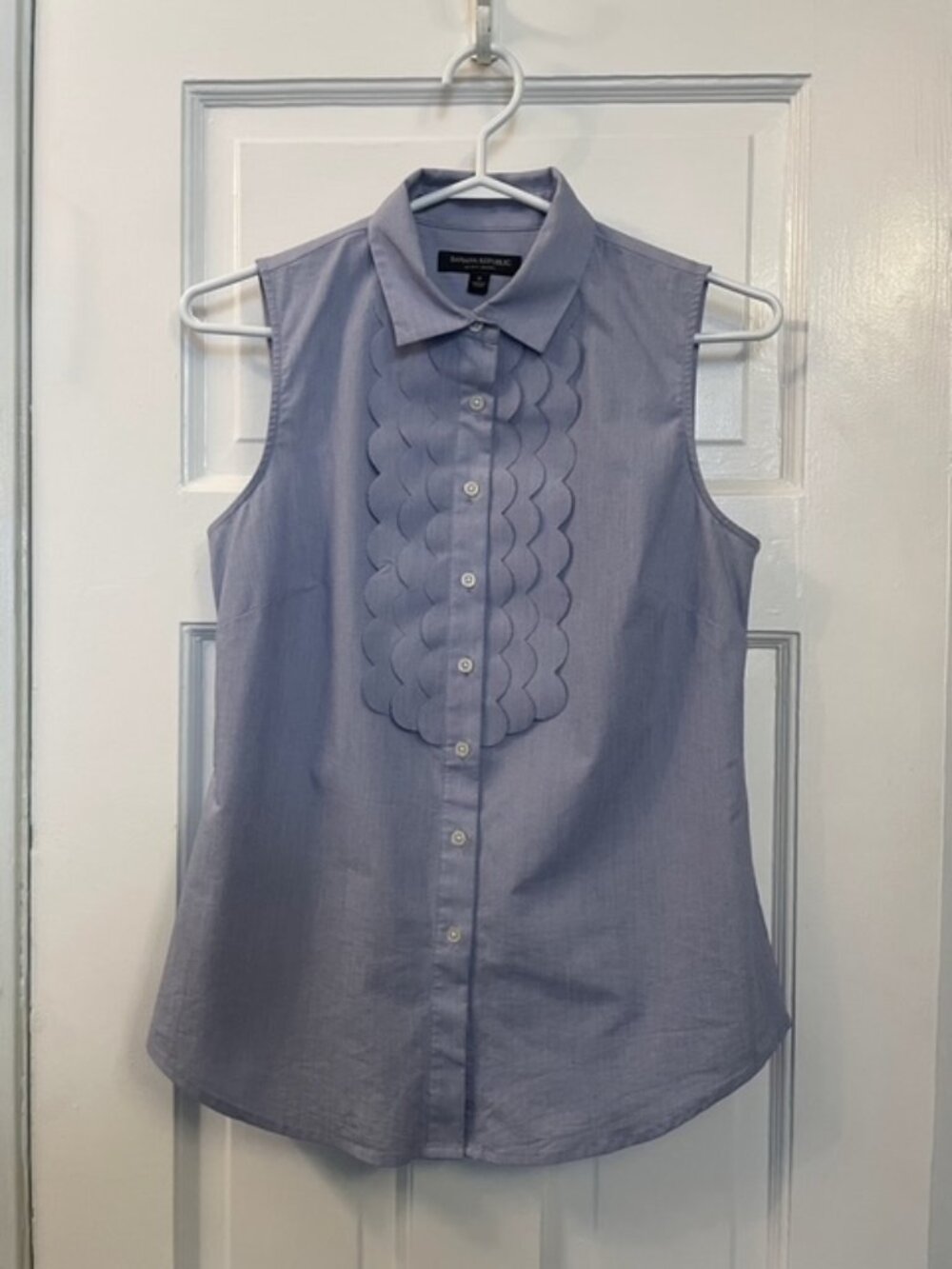 Banana Republic Riley Tailored Sleeveless Dress Shirt Blue Size 0